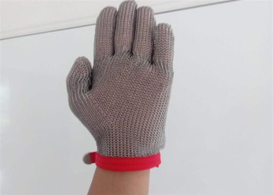 Ασημένια ενωμένα στενά χρώμα τέμνοντα γάντια Chainmail, γάντι κουζινών Chainmail ασφάλειας